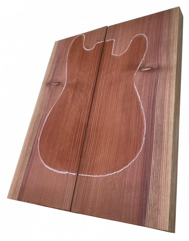 Body Redwood  knotty, 40mm 2-pcs. bookmatched